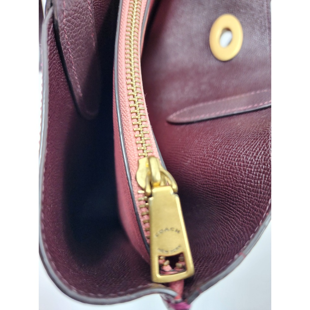 Coach Willow Tote Bag Berry Polished Pebble Leather Turnlock C0691 Womens - Picture 11 of 16